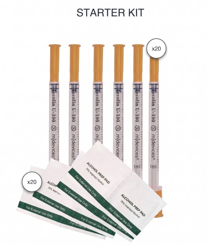 20x Syringes + Wipes