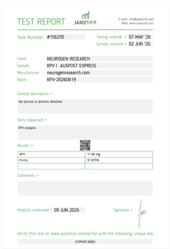 neurogen research kpv australian peptides 99% purity