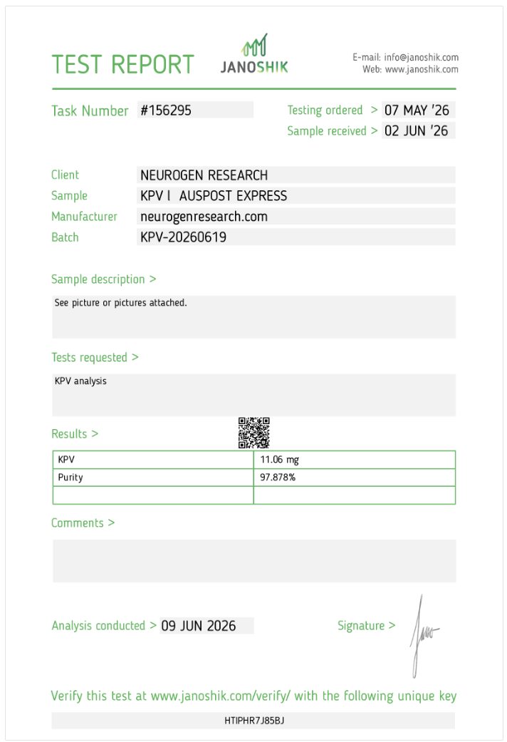 neurogen research kpv australian peptides 99% purity