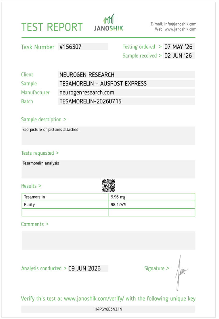 neurogenresearch - tesamorelin- australian peptides