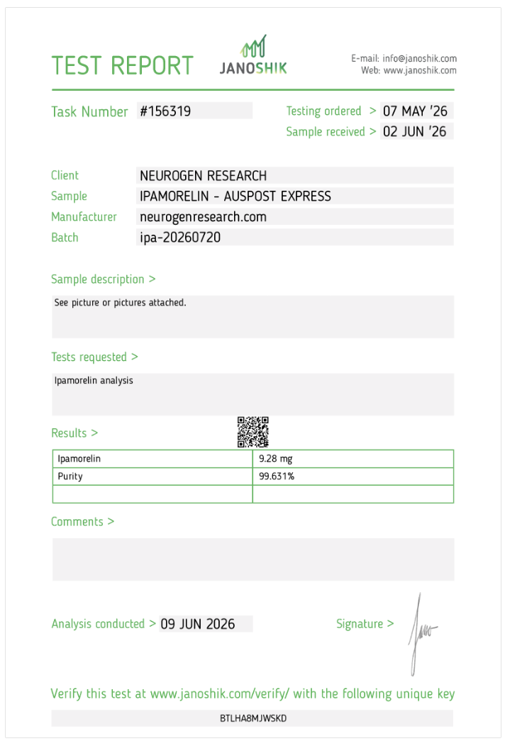 neurogenresearch janoshik ipamorelin australia peptides