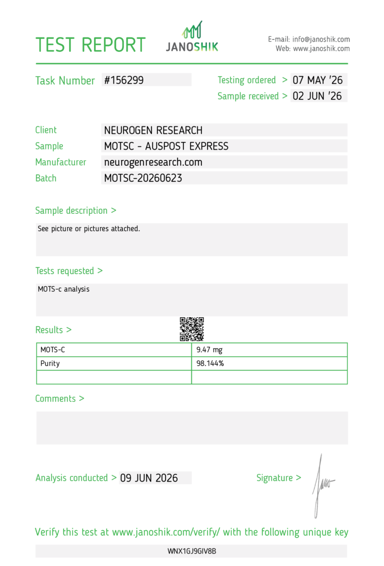 neurogenresearch.com mots-c 99% purity australia
